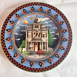 Sakura Haunted House Halloween Plate By Debbie Mumm 2000 Salad Dessert Stoneware